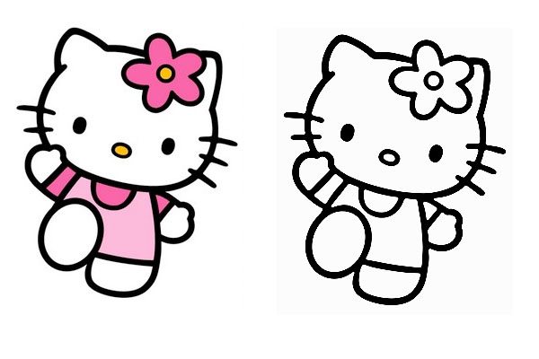 Desenho de Hello Kitty na escola para colorir - Tudodesenhos