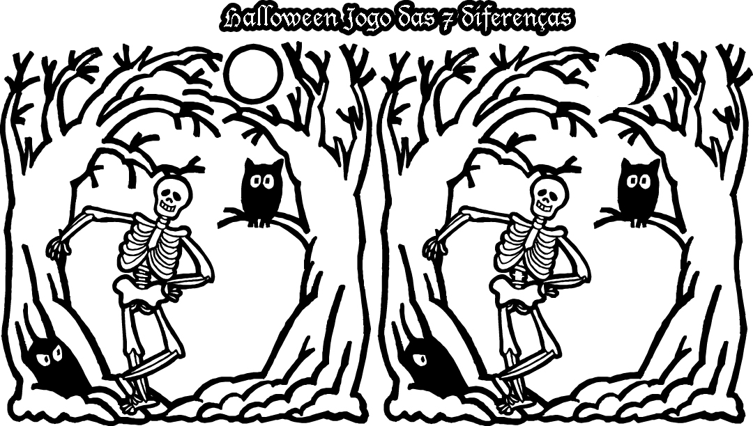Halloween Dia das Bruxas - Jogo das 7 Diferenças para Colorir