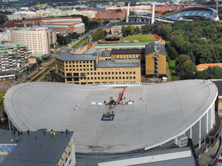 Imagem do Scandinavium Arena, onde se disputa o Suécia-EUA