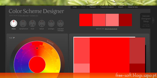 esquema de cores para site ou blog